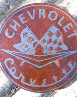 Plaque Corvette ronde Acier rouillé XL