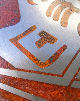 Plaque Corvette ronde Acier rouillé XL