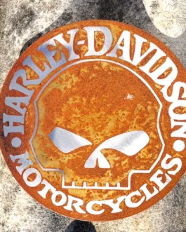 Plaque HD Skull ronde Acier rouillé L